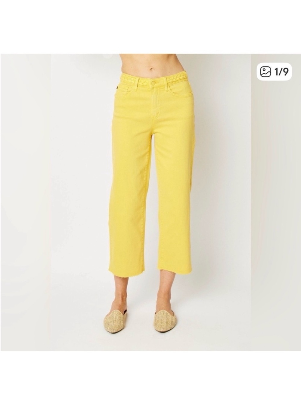 Judy Blue Canary Yellow Cropped Straight Jeans - Women
